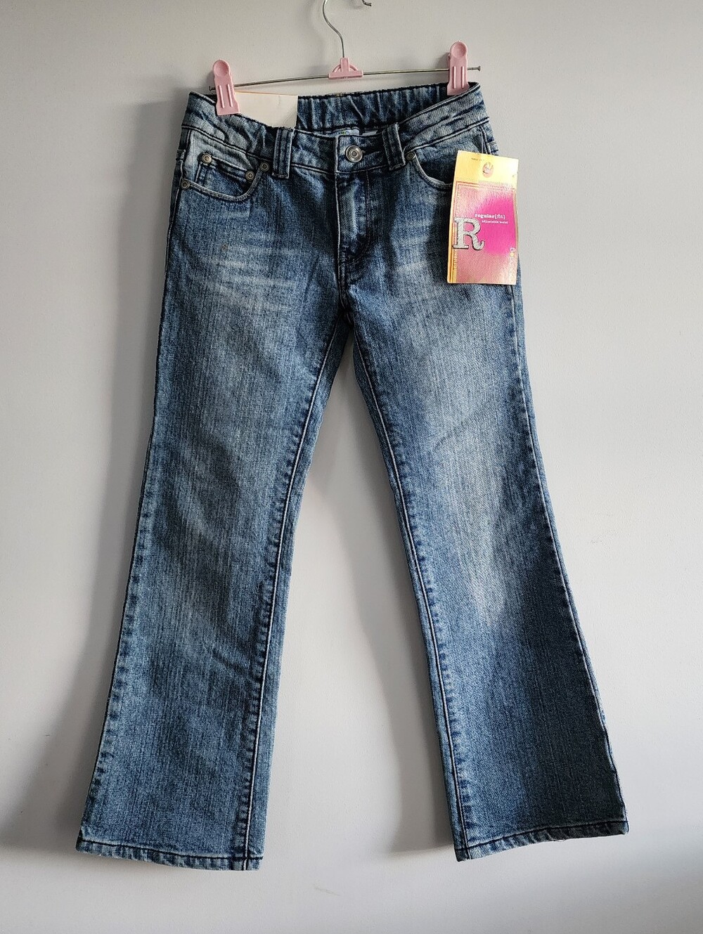 Greendog Girls Jeans Size 7 Medium Stone Blue Adjustable Waist Bootcut Denim NWT